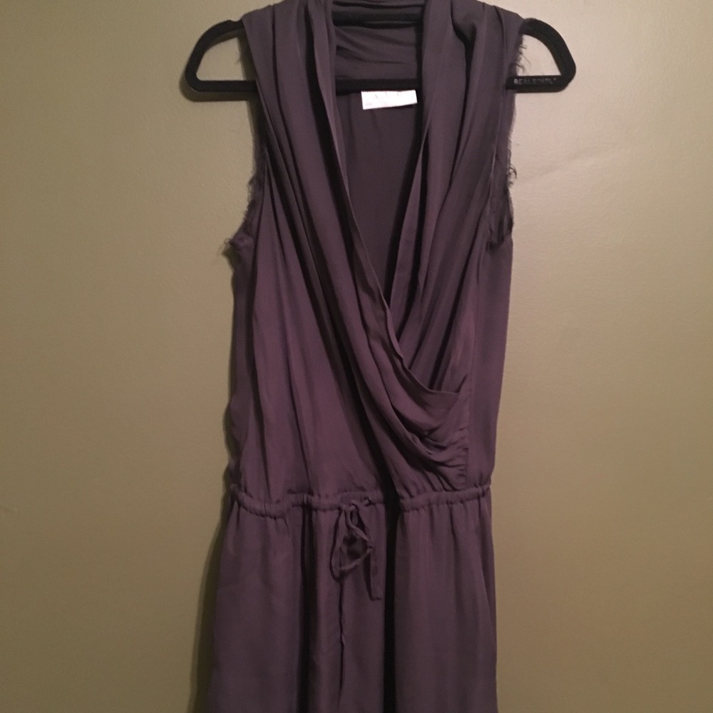 ALC Dark grey silk dress with frayed edges